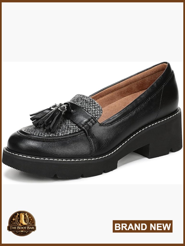 Comfort Loafers With Tassel Detail, Block Heel, Lightweight Eva Sole